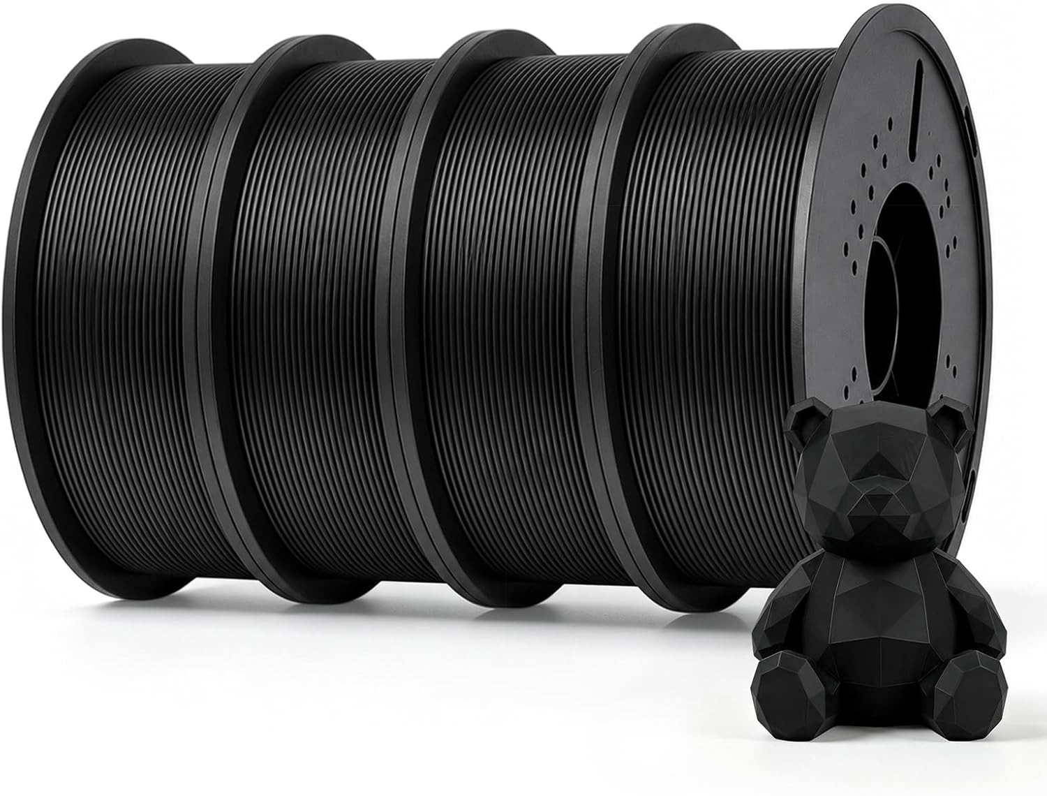 UGUESS 4 KG Black PETG 3D Printer Filament, 1.75mm Filament Bundle, 4 Packs
