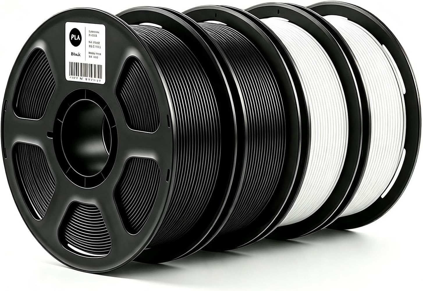 PLA 3D Printer Filament 1.75mm, 4KG 2pack Black 2pack White